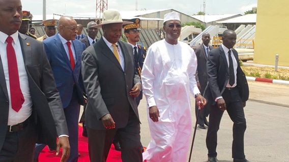 Uganda president Yoweri Museveni is among the leaders in Chad for Deby's swearing in ceremony.