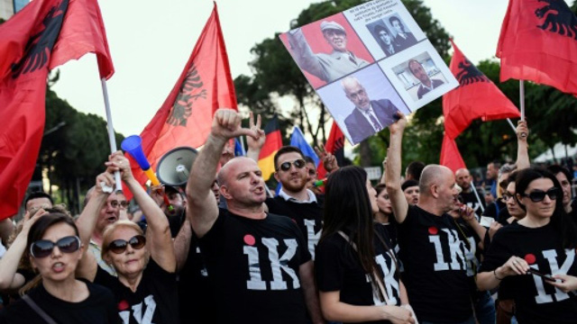 IMG ALBANIA PROTESTERS